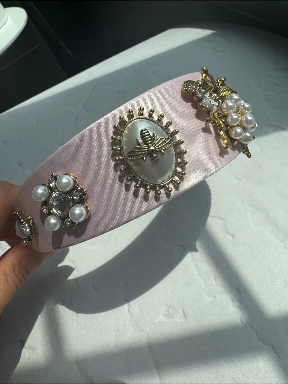 Aratta Silent Journey Embellished pink Pearl & Crystal Headband - Designer Style
